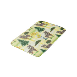 Woodland deer Watercolor Bath Mat