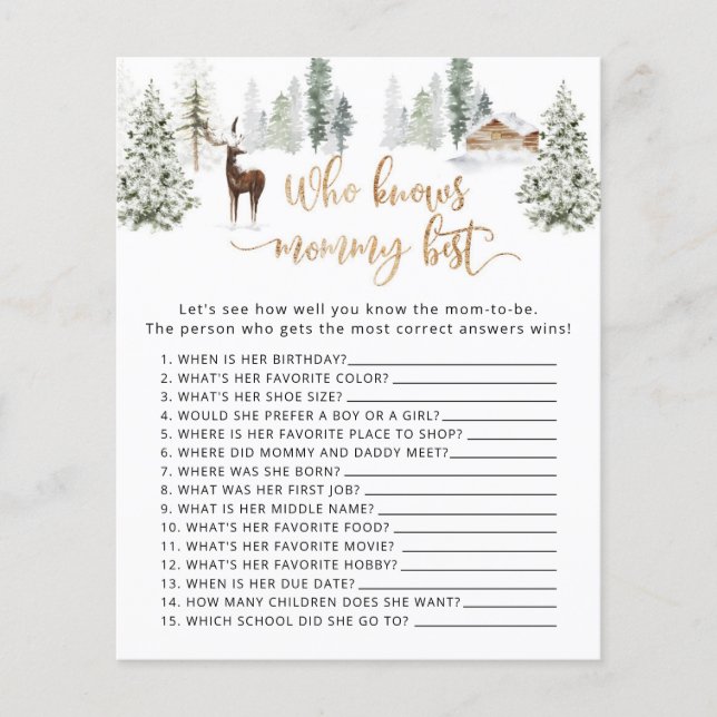 Woodland deer Who knows mummy best game (Front)