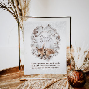 Woodland Deer Winter Baby Shower Guest Book