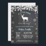 Woodland Deer Winter Boy Baby Shower Invitation<br><div class="desc">Woodland Deer Winter Boy Baby Shower Invitation. White Snowflake. Boy Baby Shower Invitation. Blue Winter Holiday Baby Shower Invite. Chalkboard Background. Black and White. For further customisation,  please click the "Customise it" button and use our design tool to modify this template.</div>