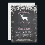 Woodland Deer Winter Girl Baby Shower Invitation<br><div class="desc">Woodland Deer Winter Girl Baby Shower Invitation. White Snowflake. Boy Baby Shower Invitation. Pink Winter Holiday Baby Shower Invite. Chalkboard Background. Black and White. For further customisation,  please click the "Customise it" button and use our design tool to modify this template.</div>
