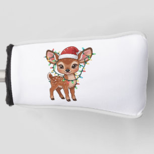 Woodland Deer Wrapped in Christmas Lights   Golf Head Cover