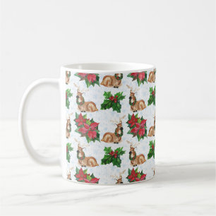 Woodland Deers In Watercolor Christmas Coffee Mug