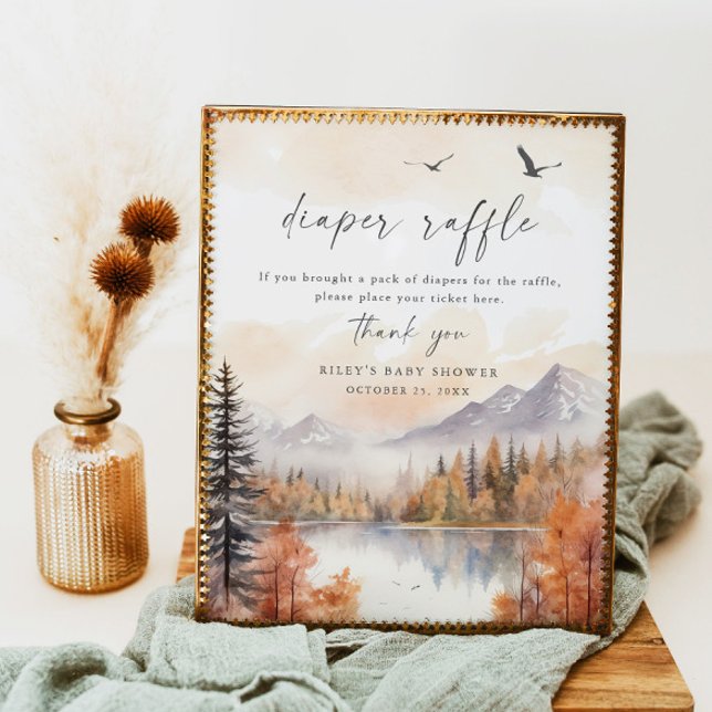Woodland Diaper Raffle Sign Fall Baby Shower Boy (Creator Uploaded)