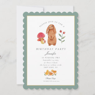 Woodland Easter Watercolor Bunny Birthday Invitation