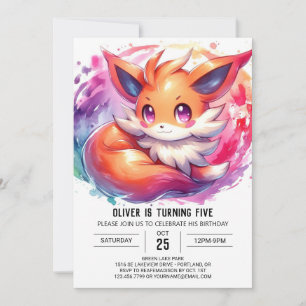Woodland Editable Fox Birthday Invitation