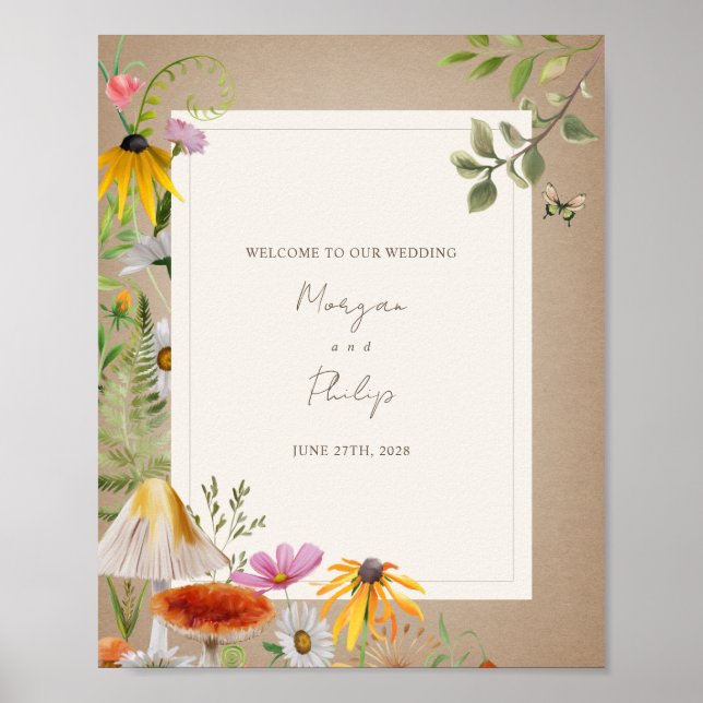 Woodland Elegant Forest Cardstock Wedding Welcome Poster (Front)