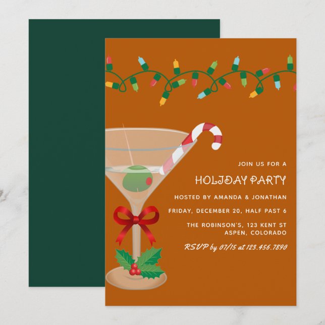 Woodland Ember Christmas Holiday Cocktail Party Invitation (Front/Back)