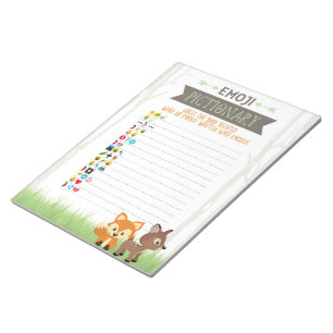 Woodland Emoji Pictionary Baby Shower Game Pack Notepad