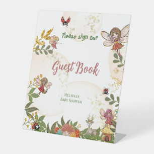 Woodland Enchanted Fairy Ladybug Guest Book  Pedestal Sign