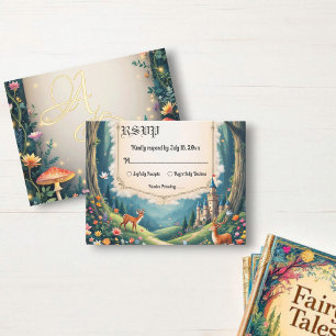 Woodland Enchanted Forest Castle Fairytale Wedding RSVP Card