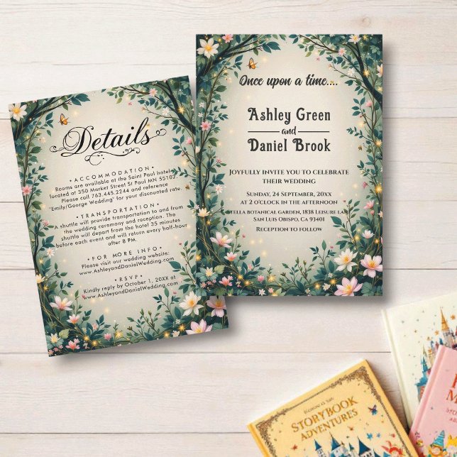 Woodland Enchanted Forest Floral Fairytale Wedding Invitation (Creator Uploaded)