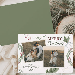 Woodland Enchanted Forest Watercolor Christmas Holiday Card