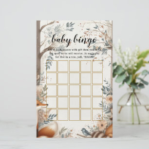 Woodland Enchantment baby shower bingo game