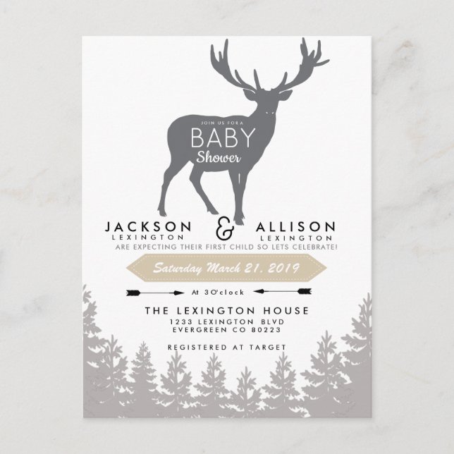 Woodland Escape Baby Shower Invite (Front)