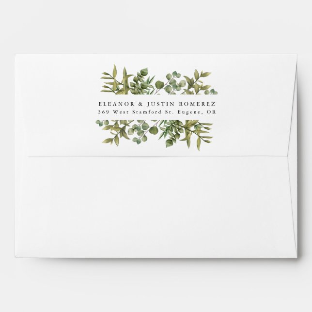 Woodland Eucalyptus Greenery Return Address Envelope (Back (Top Flap))