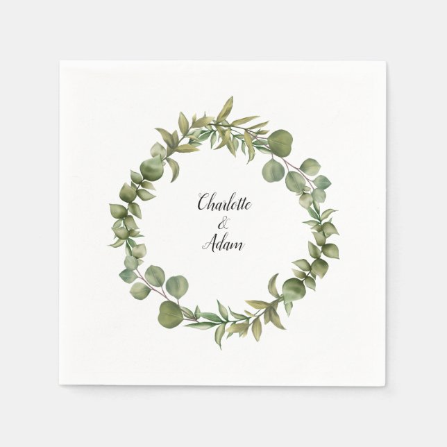 Woodland Eucalyptus Greenery Wedding Napkin (Front)