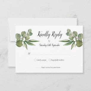 Woodland Eucalyptus Greenery Wedding RSVP Card