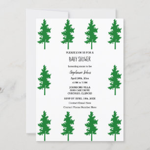Woodland Evergreen Trees Baby Shower Boys Girls Invitation