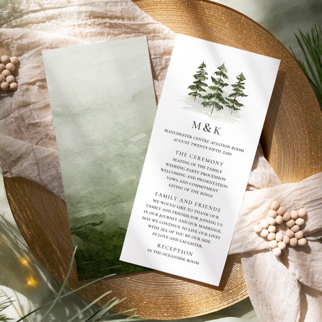 Woodland Evergreen Wedding Program Card (Creator Uploaded)