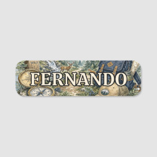 Woodland Explorer Forest Adventure Artwork Name Tag