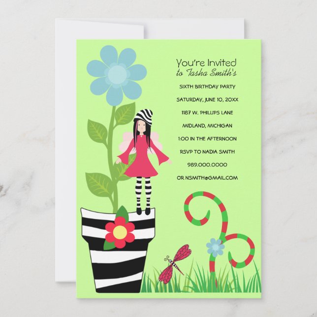 Woodland Fairy Birthday Party Invitations (Front)