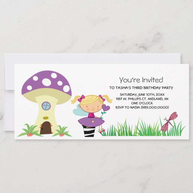 Woodland Fairy Birthday Party Invitations (Front)