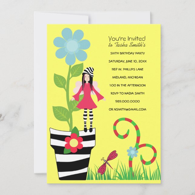 Woodland Fairy Birthday Party Invitations (Front)