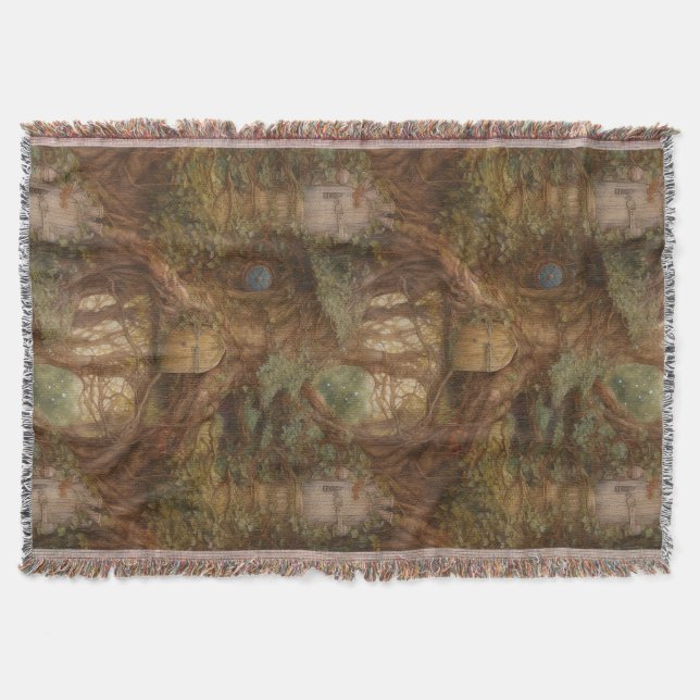 Woodland Fairy Door Throw Blanket (Front)