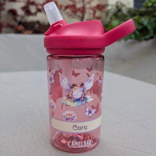 Woodland Fairy Frog & Water Lily Kids Name Bottle