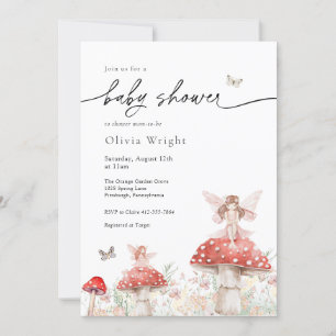 Woodland Fairy Mushroom Baby Shower Invitation