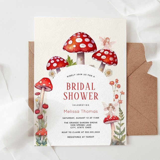 Woodland Fairy Mushroom Bridal Shower Invitation (Creator Uploaded)