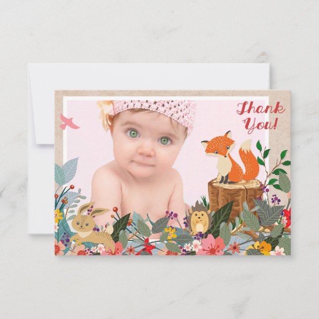 Woodland Fairy Photo Thank You Card (Front)