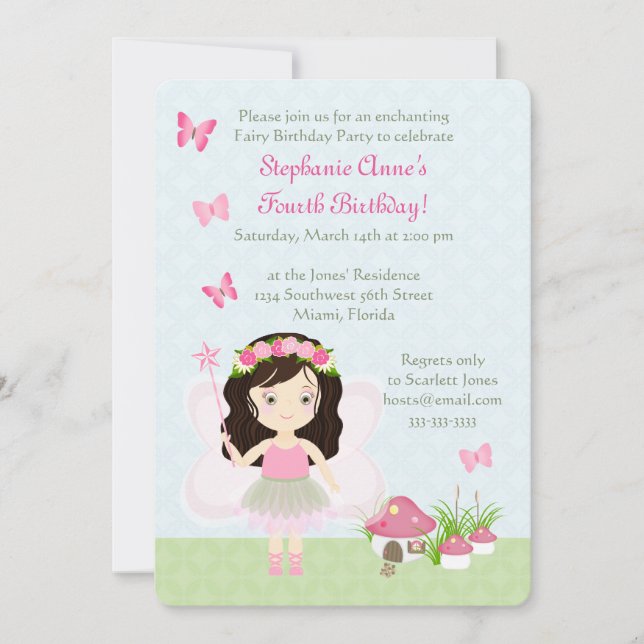 Woodland Fairy Princess Invitation (Front)