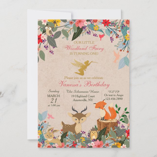 Woodland Fairy Simple Invitation (Front)