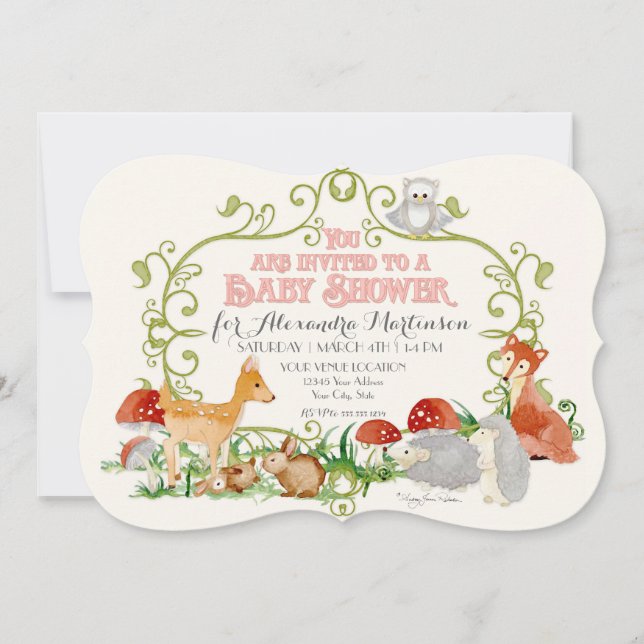 Woodland Fairy Tale Baby Shower Invitations Cards (Front)