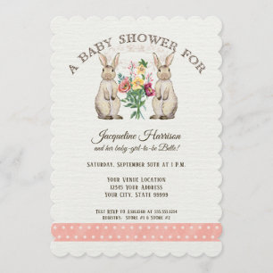 Woodland Fairy Tale Rabbits Girl Baby Shower Art Invitation