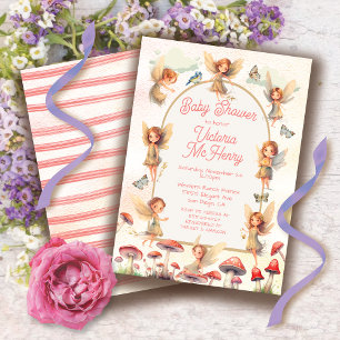 Woodland Fairy Toadstool Baby Shower Invitation