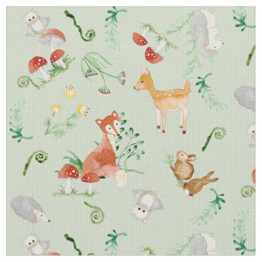 33 Woodland Animals - Baby Animals in Forest,woodland nursery  fabric,animal nursery fabric,baby animals fabric white Fabric byutart