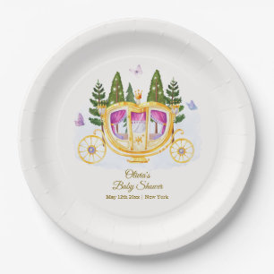Woodland Fairytale Princess Carriage Baby Shower Paper Plate