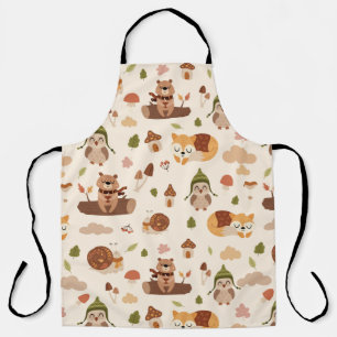 Woodland Fall Animals Light Autumn Fox Deer Owl Ra Apron