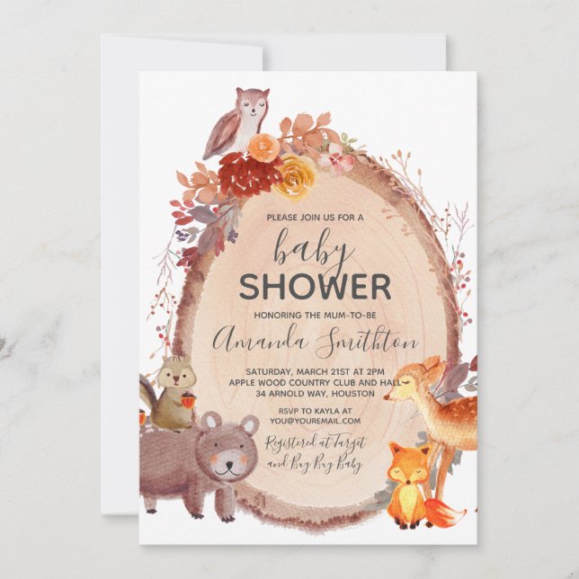 Woodland Fall Autumn Baby Shower Invitation (Front)