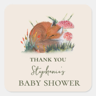 Woodland Fall  Baby Shower Cottage Core Thank You Square Sticker