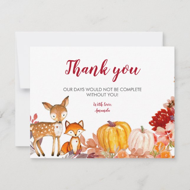 Woodland Fall Floral  Thank You card (Front)