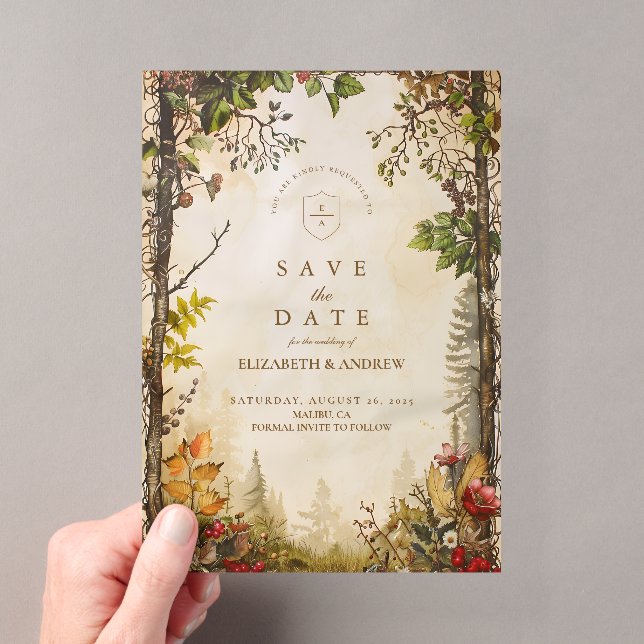 Woodland Fall Forest Wedding Acrylic Invitations (Insitu (Handheld))