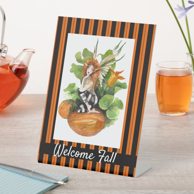 Woodland Fall Harvest Elf   Pedestal Sign (In SItu)