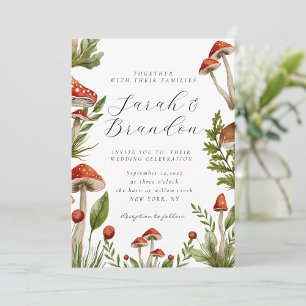 Woodland Fall Watercolor Mushroom Wedding  Invitation