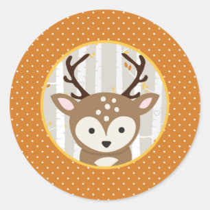 Woodland Fall / Winter Baby Shower Favour Classic Round Sticker