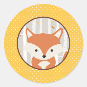 Woodland Fall / Winter Baby Shower Favour Classic Round Sticker