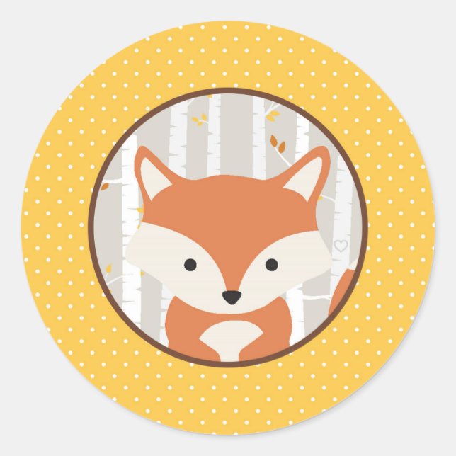 Woodland Fall / Winter Baby Shower Favour Classic Round Sticker (Front)